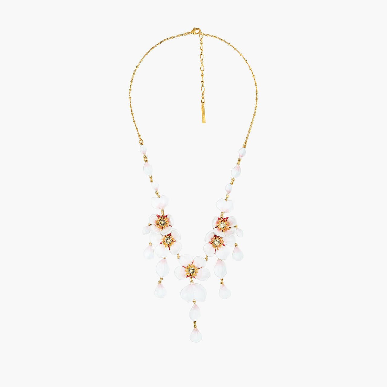 White Cherry Blossom And Petals Collar Necklace | ANHA3081 - Les Nereides