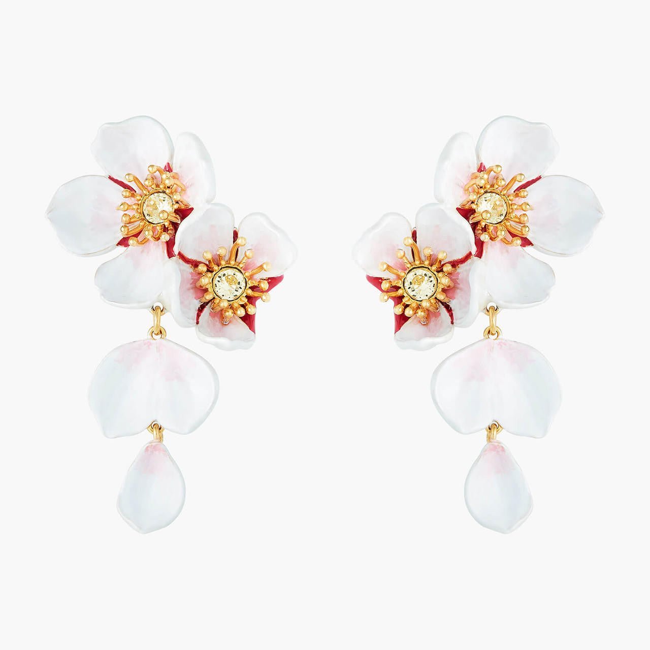 White Cherry Blossom Dangling Earrings | ANHA1091 - Les Nereides