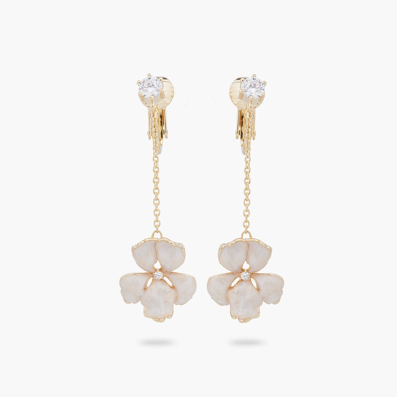 White Iris Pendant Earrings | ARNF1011 - Les Nereides