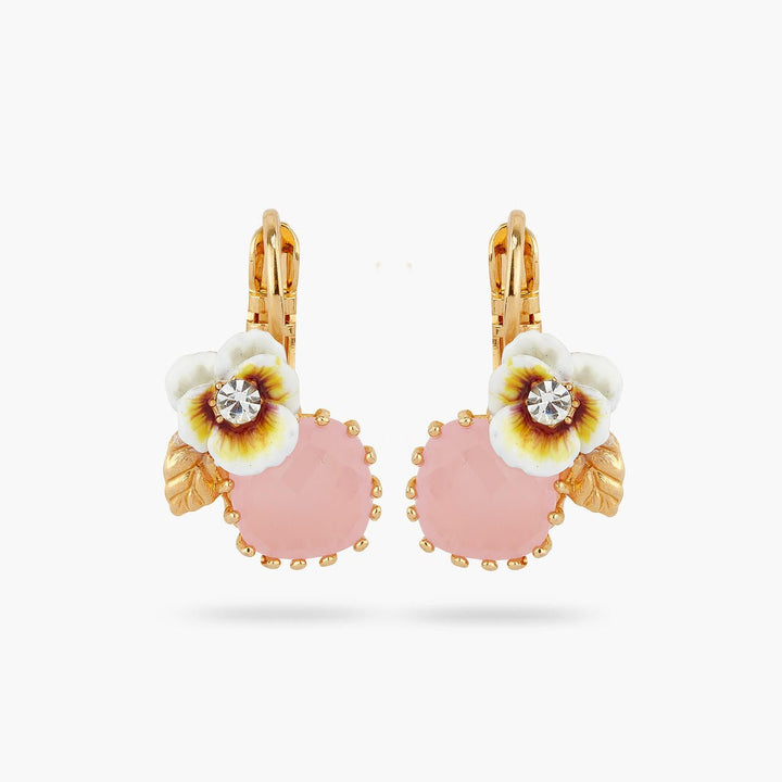 White pansy and crystal earrings | AQLA1011 - Les Nereides