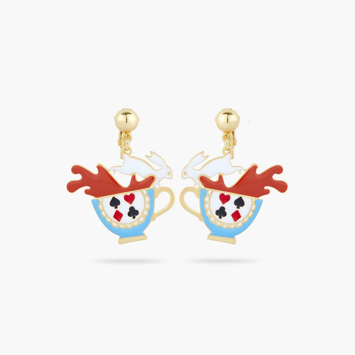 White rabbit and tea cup earrings Les Nereides - Main Image