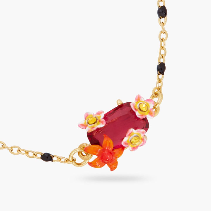 Wild Flower And Faceted Crystal Thin Bracelet | ARPA2011 - Les Nereides