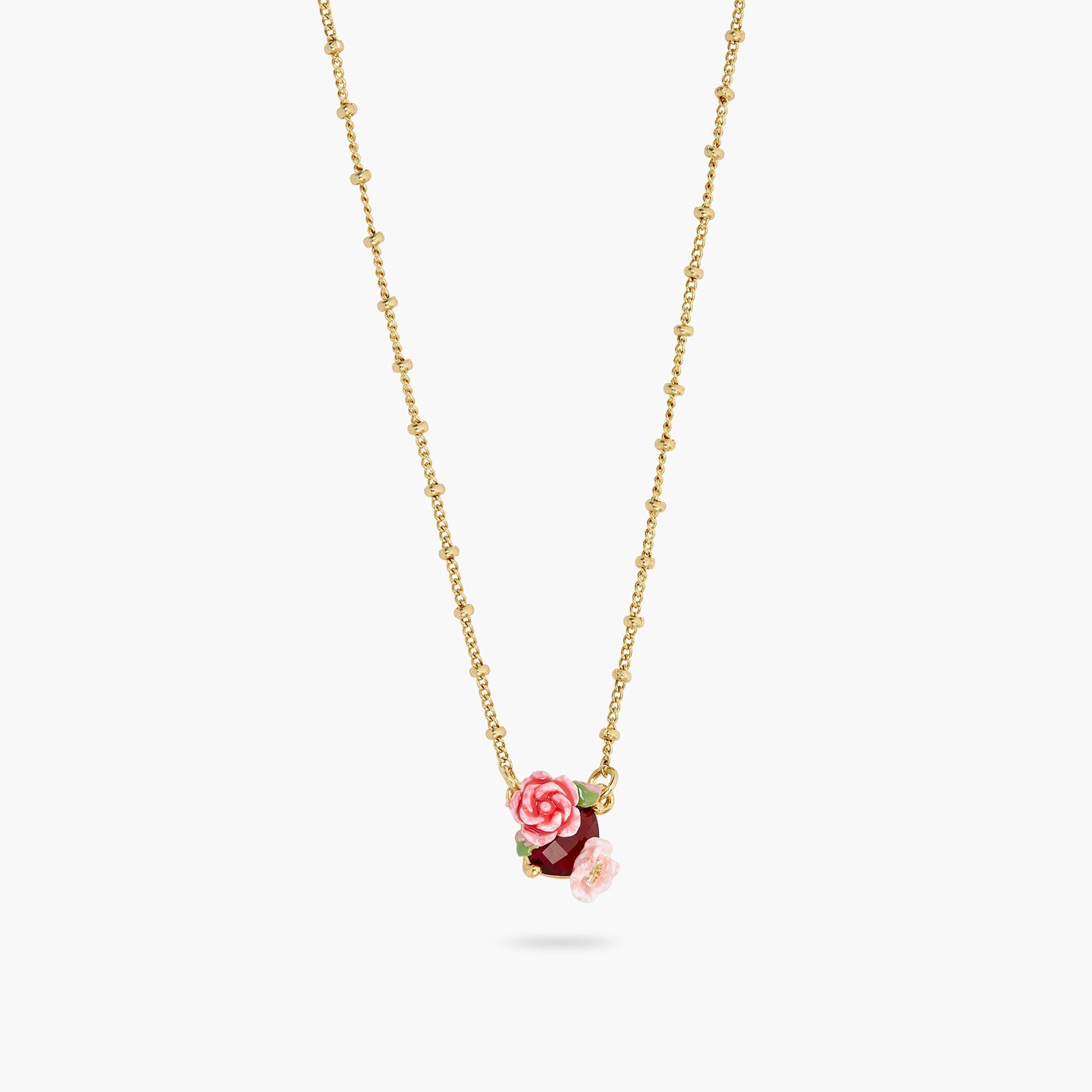 Wild rose and red garnet pendant necklace | ASRF3021 - Les Nereides