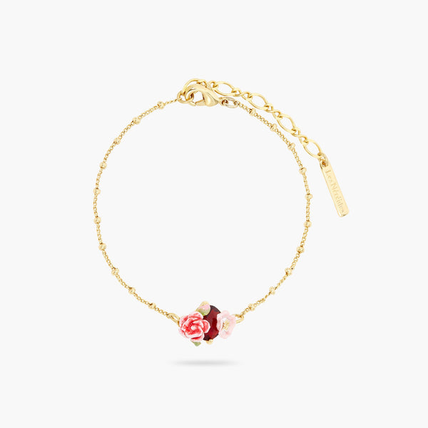 Wild rose and red garnet stone thin bracelet | ASRF2021 - Les Nereides