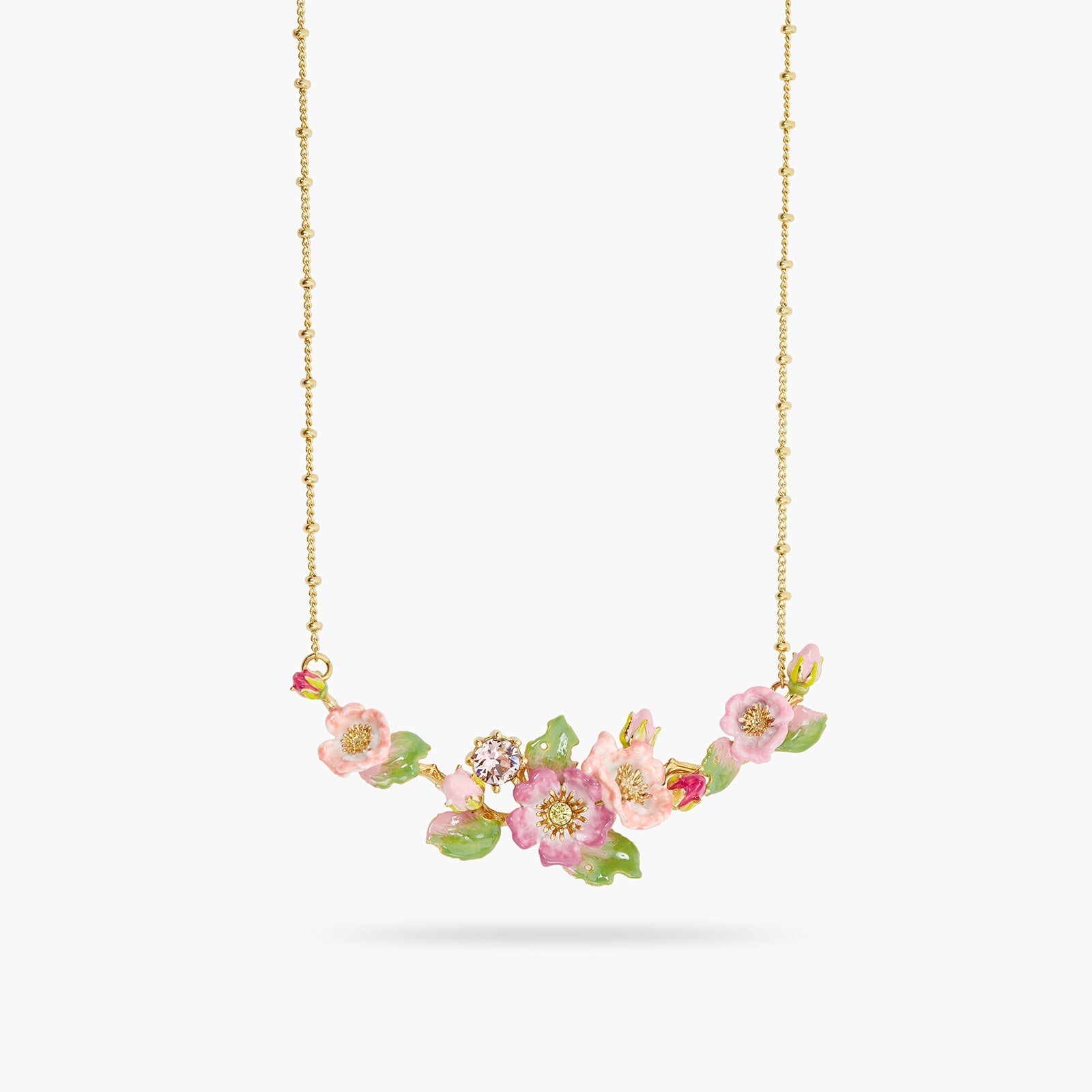 Wild rose and rosebush leaf statement necklace | ASRF3011 - Les Nereides