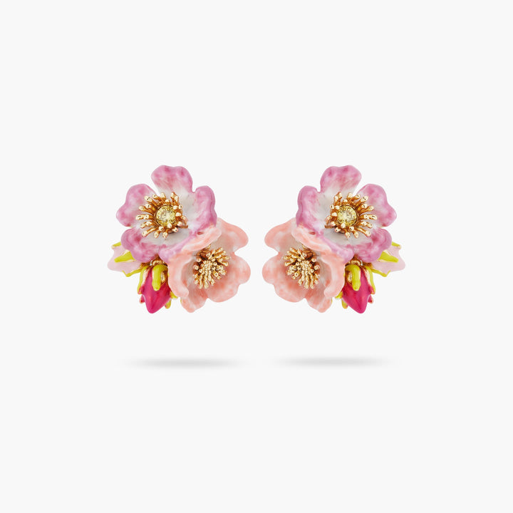 Wild rose and yellow cristal earrings | ASRF1011 - Les Nereides