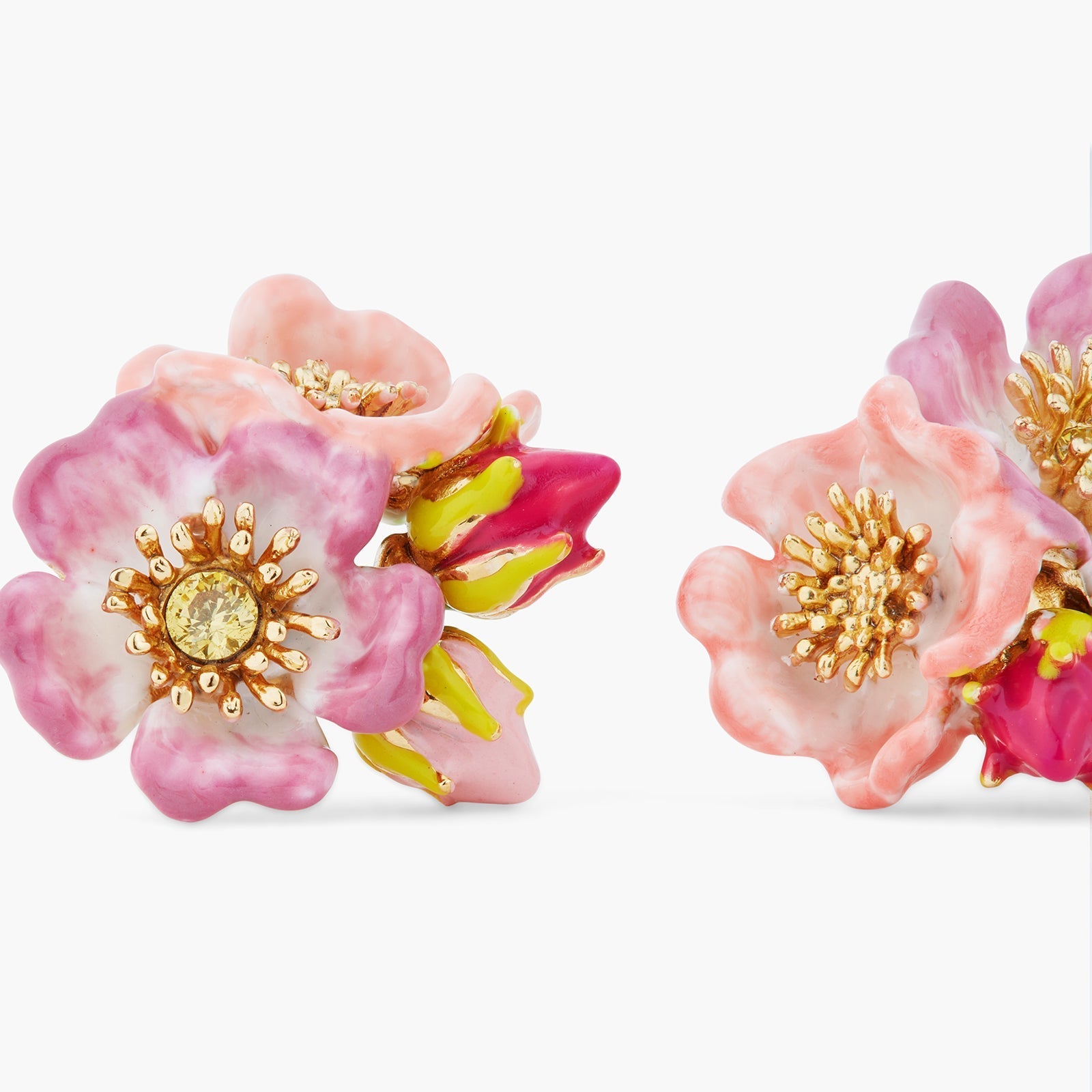 Wild rose and yellow cristal earrings | ASRF1011 - Les Nereides