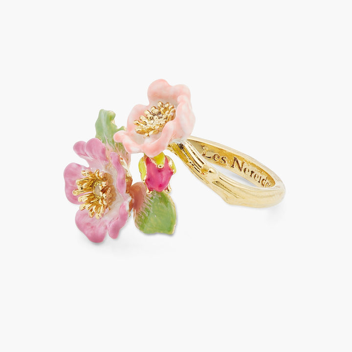 Wild rose and yellow crystal adjustable ring | ASRF6011 - Les Nereides