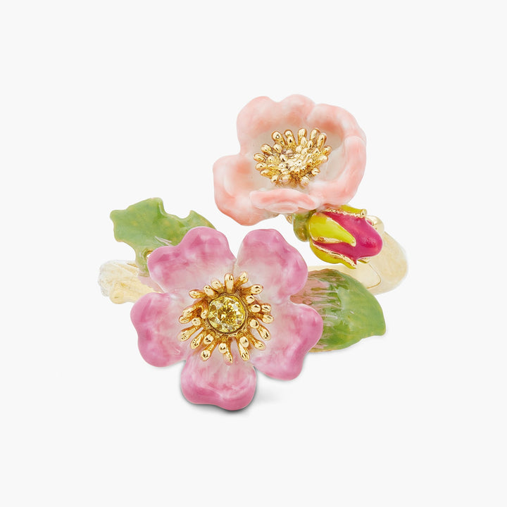 Wild rose and yellow crystal adjustable ring | ASRF6011 - Les Nereides