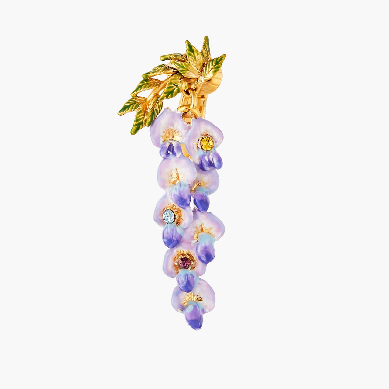 Wisteria Flower And Foliage Dangling Earrings | ANOF104C/1 - Les Nereides