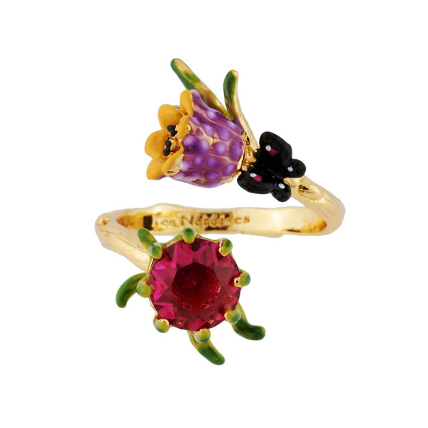 With Faceted Crystal And Small Purple Bell Rings | AHPV6041 - Les Nereides