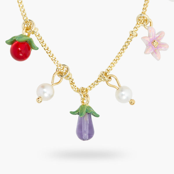 Wonderful Vegetable Garden And Mother-Of-Pearl Charm Necklace | ASPO3021 - Les Nereides