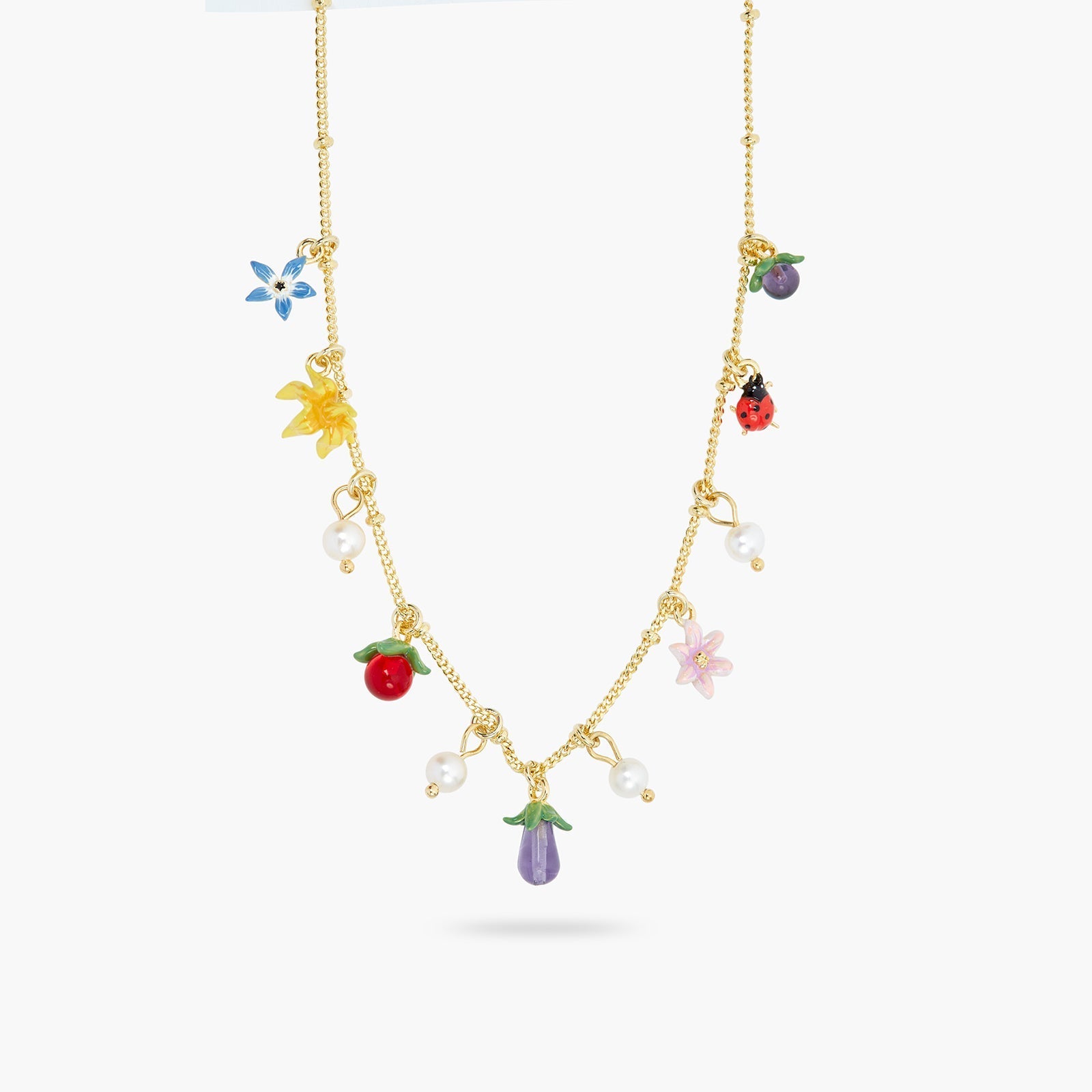 Wonderful Vegetable Garden And Mother - Of - Pearl Charm Necklace | ASPO3021 - Les Nereides