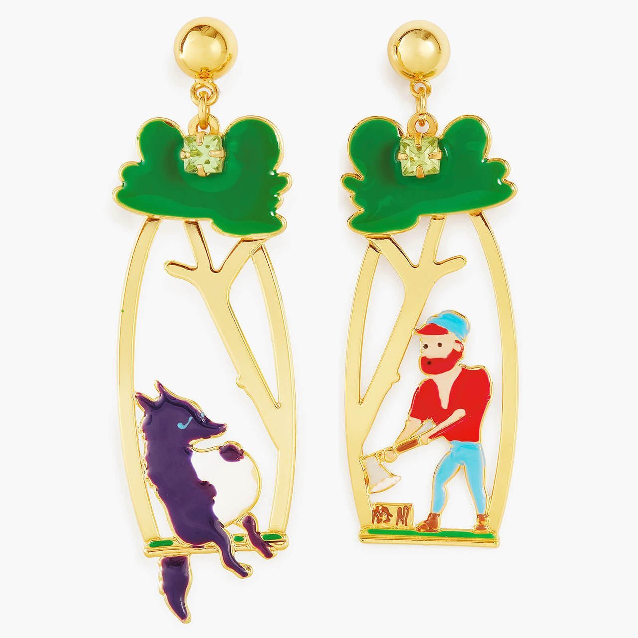 Woodsman And Big Bad Wolf Earrings | APBB1101 - Les Nereides