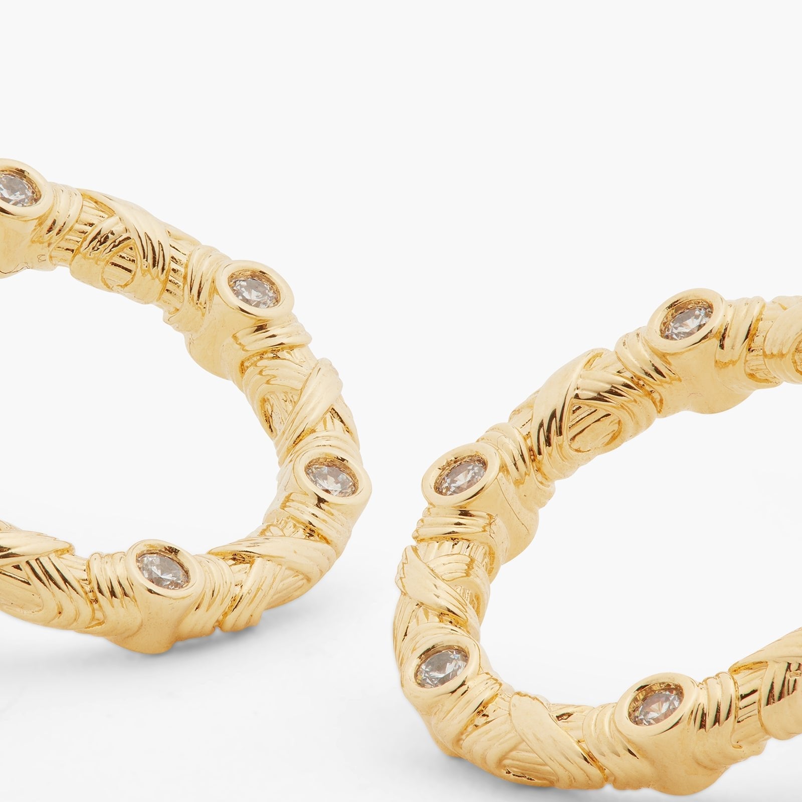 Woven basketry circle and crystal earrings | ASVA1051 - Les Nereides