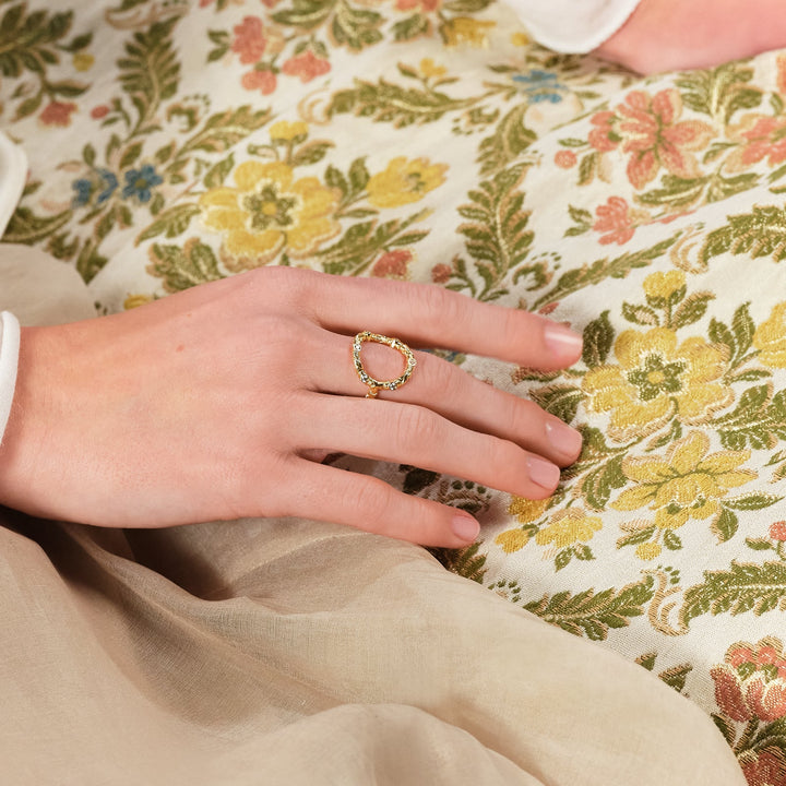 Woven basketry circle and crystal ring | ASVA6021 - Les Nereides