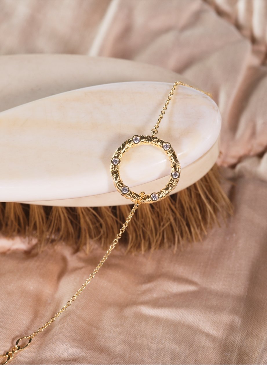 Woven basketry circle and crystal thin bracelet | ASVA2021 - Les Nereides