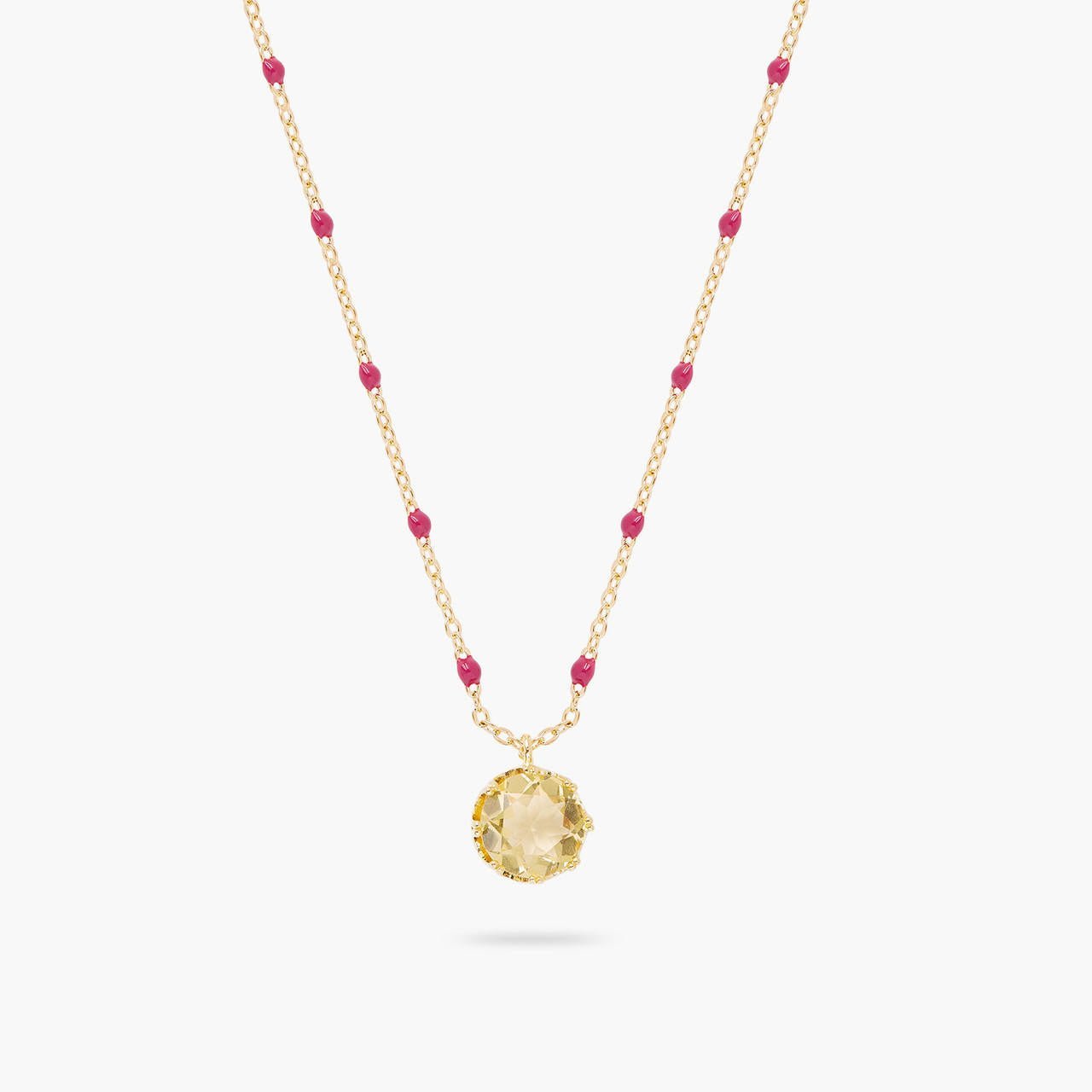 Yellow Round Stone Pendant Necklace | ARCL3041 - Les Nereides