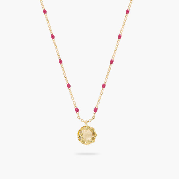 Yellow Round Stone Pendant Necklace | ARCL3041 - Les Nereides
