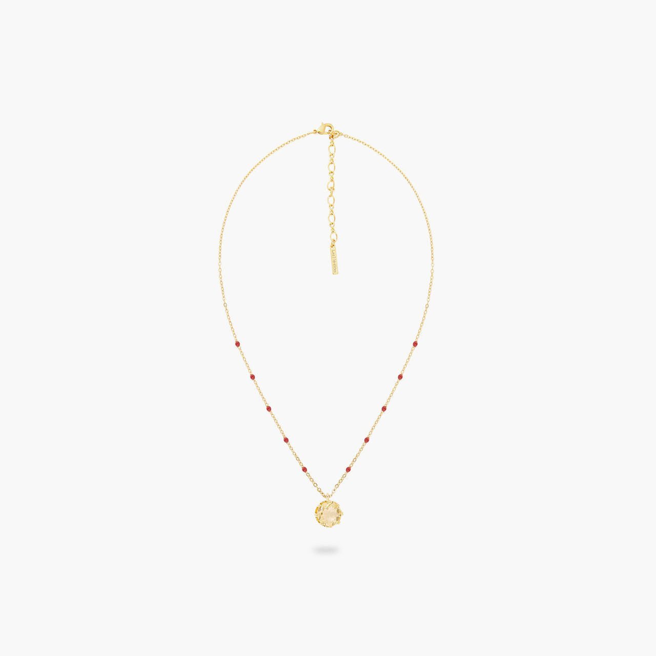 Yellow Round Stone Pendant Necklace | ARCL3041 - Les Nereides