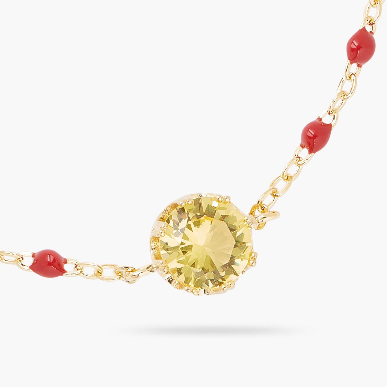 Yellow Round Stone Thin Bracelet | ARCL2041 - Les Nereides