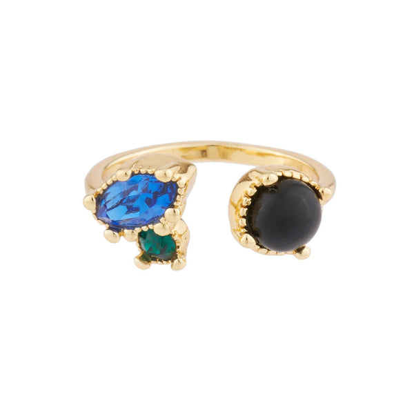 You And I With Onyx And Blue And Green Rhinestone Rings | AJPF603 - Les Nereides
