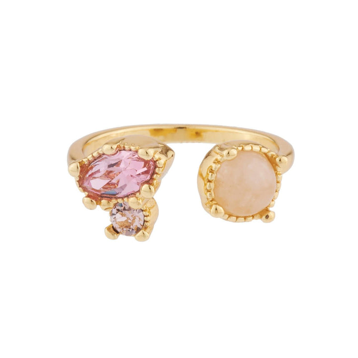 You And I With Quartz And Pink Rhinestone Rings | AJPF601 - Les Nereides