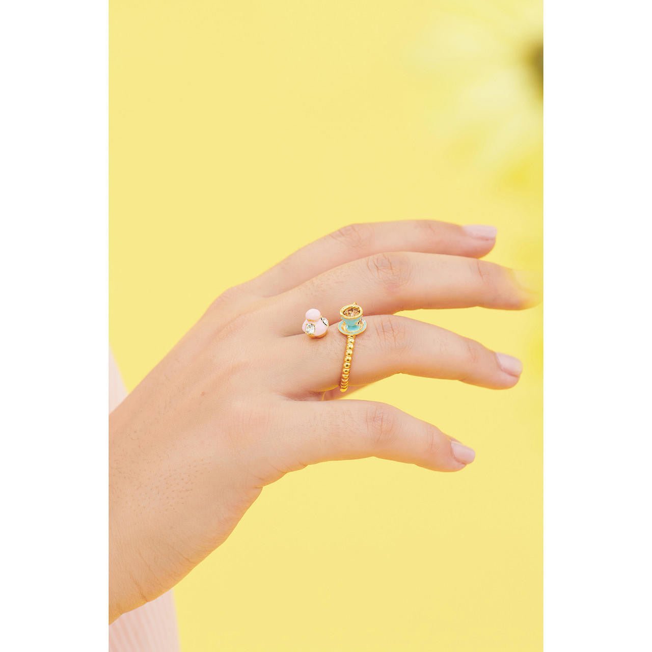 You And Me Religieuse And Tea Cup Adjustable Rings | ANIP6011 - Les Nereides
